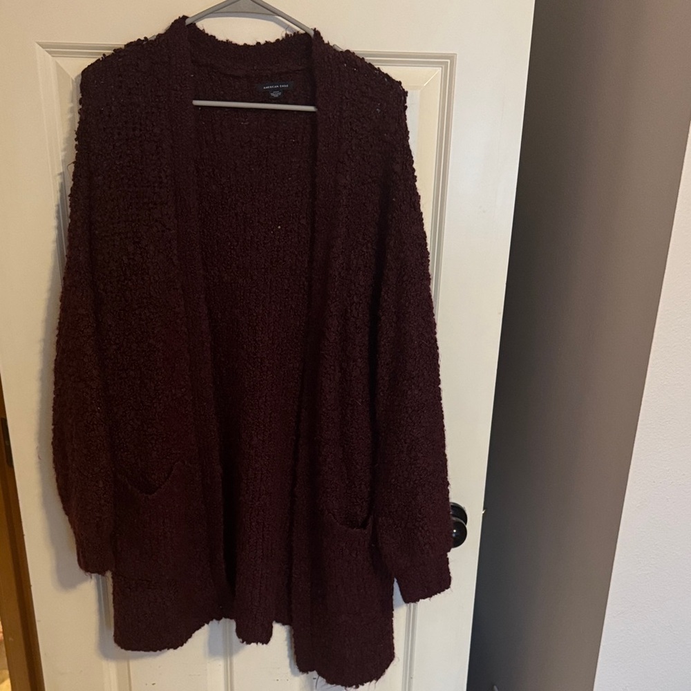 American Eagle Outfitters Deep Red Cardigan Size M